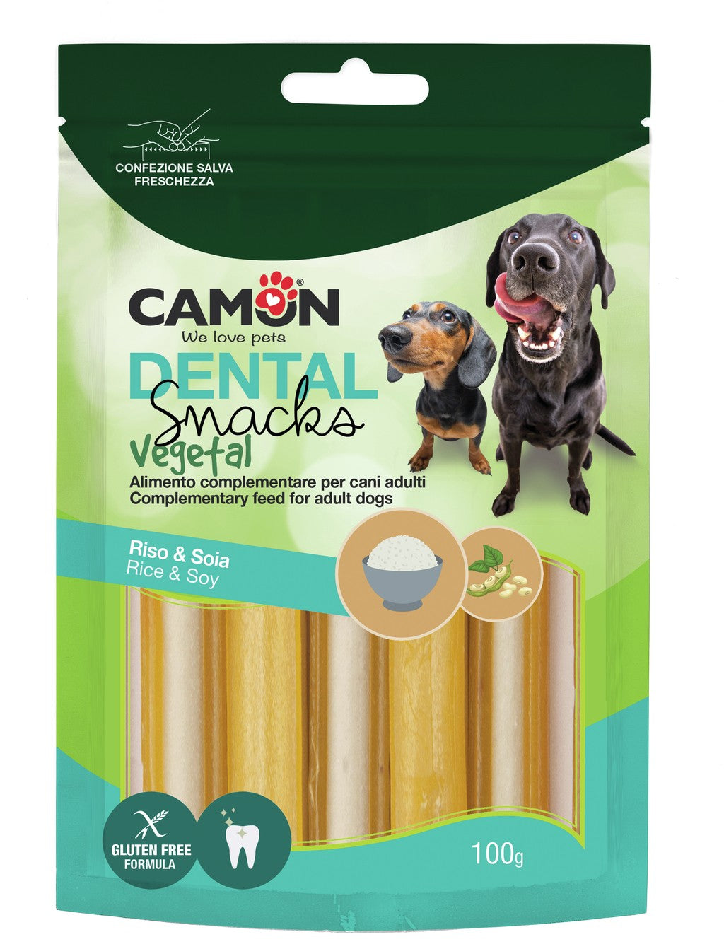 Camon Dental Snack Vegetale Cannoli Ripieni con Riso e Soia – 100 g Camon Dental Snack Vegetale Cannoli Ripieni con Riso e Soia – 100 g